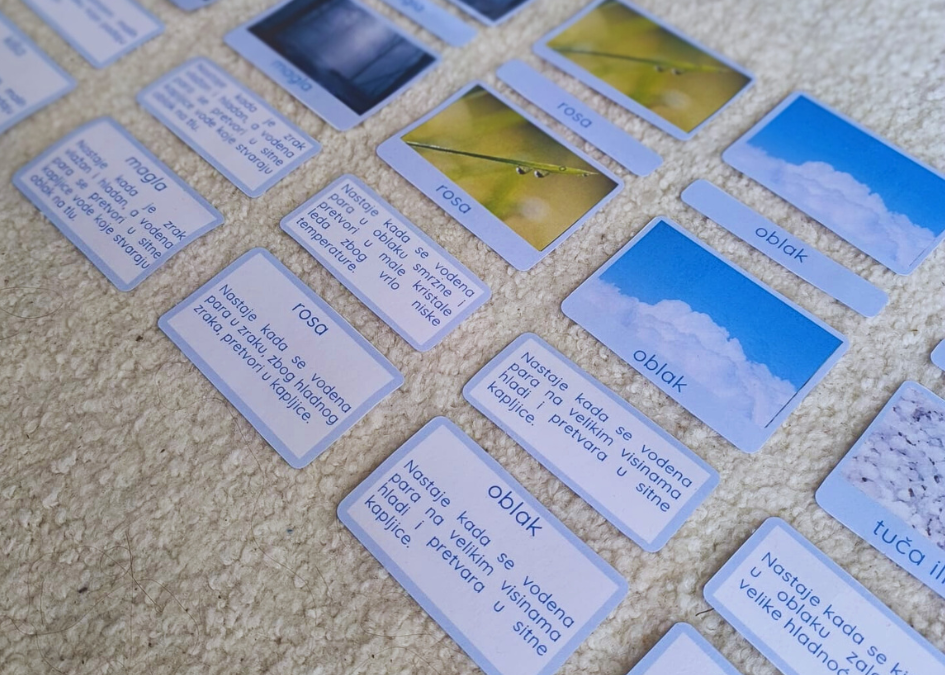 Montessori trodijelne kartice: Vremenske pojave (BESPLATNO)